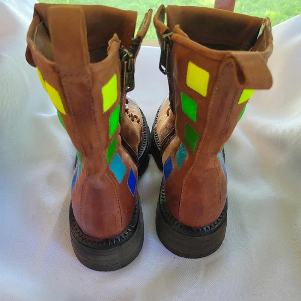A.S.98 Womens Leather Lockwood Combat Boots, Handpainted OOAK, EU 36/US 5.5-6 - Picture 12 of 13